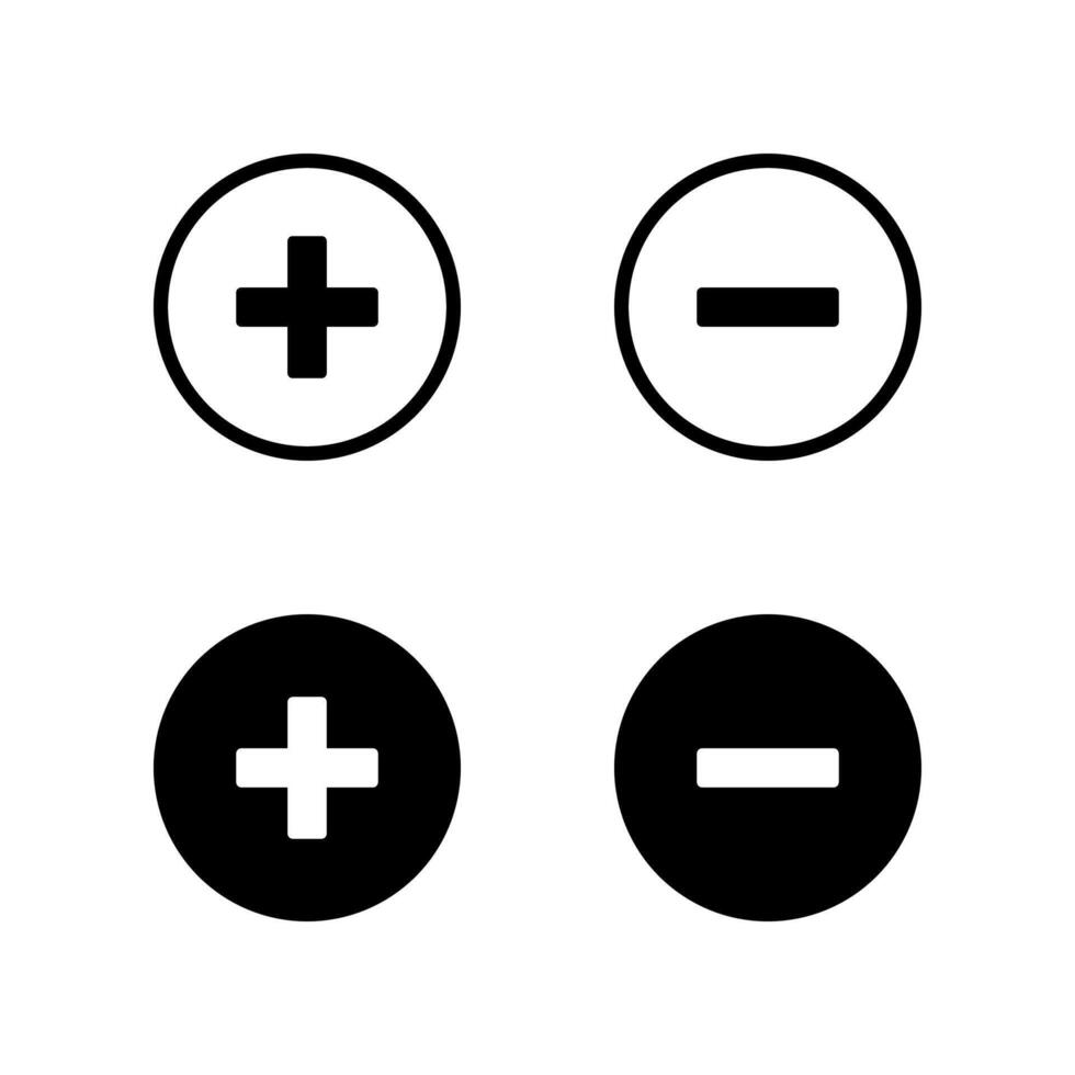 Plus and Minus icon set. Add and Remove icon. vector