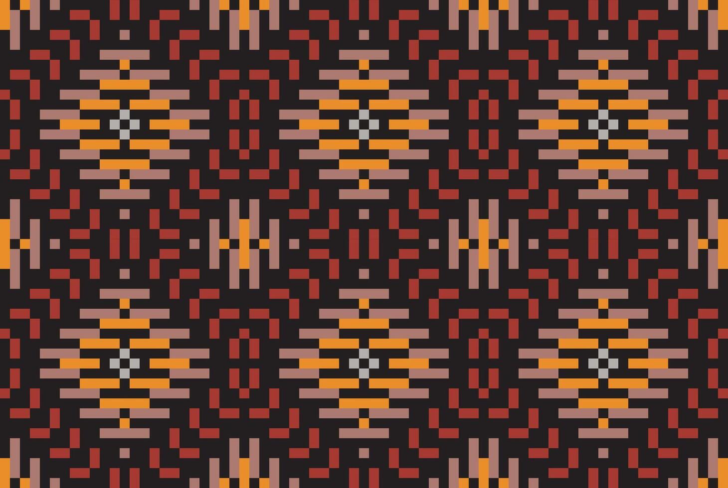 Pixel Art Ethnic Filipino Patternfolk Embroidery, Aztec Geometric Ornament Print. Design for Carpet, Wallpaper, Clothing, Wrapping, Fabric vector