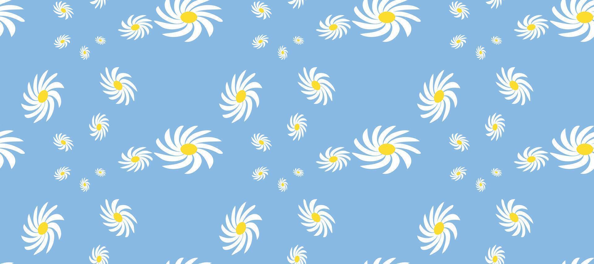 Daisy Flower Pattern. Blossom Seamless Pattern Background Granny Style. Patchwork Flowers. vector