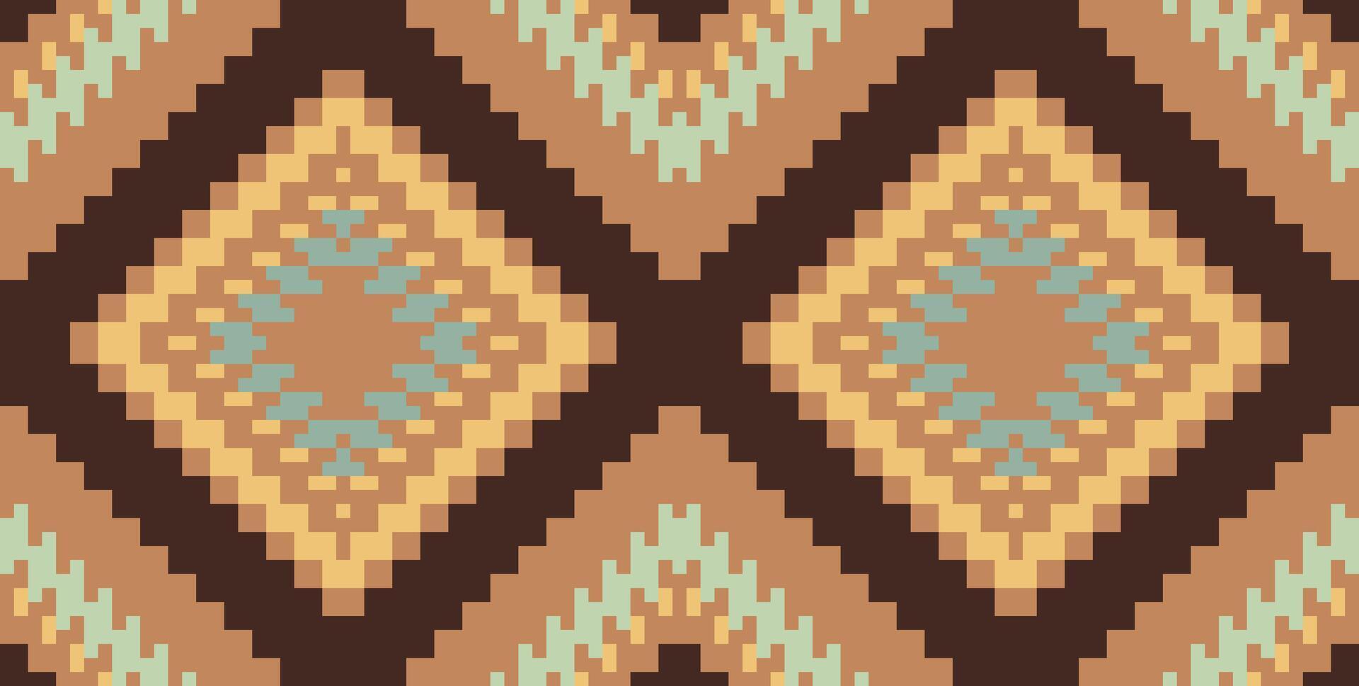 Tribal Art Islamic Geometric Patternfolk Embroidery, Aztec Geometric Ornament Print. Design for Carpet, Wallpaper, Clothing, Wrapping, Fabric vector