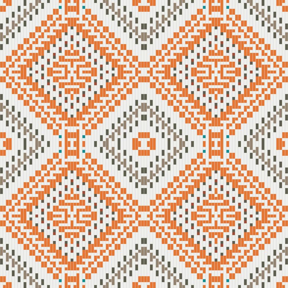 Cross Stitch Ikat Blouse Patternfolk Embroidery, Aztec Geometric Ornament Print. Design for Carpet, Wallpaper, Clothing, Wrapping, Fabric vector