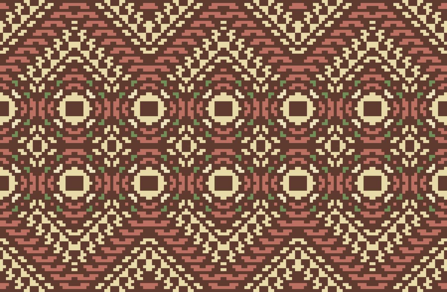 Crochet Traditional Log Cabin Quilt Patternfolk Embroidery, Aztec Geometric Ornament Print. Design for Carpet, Wallpaper, Clothing, Wrapping, Fabric vector