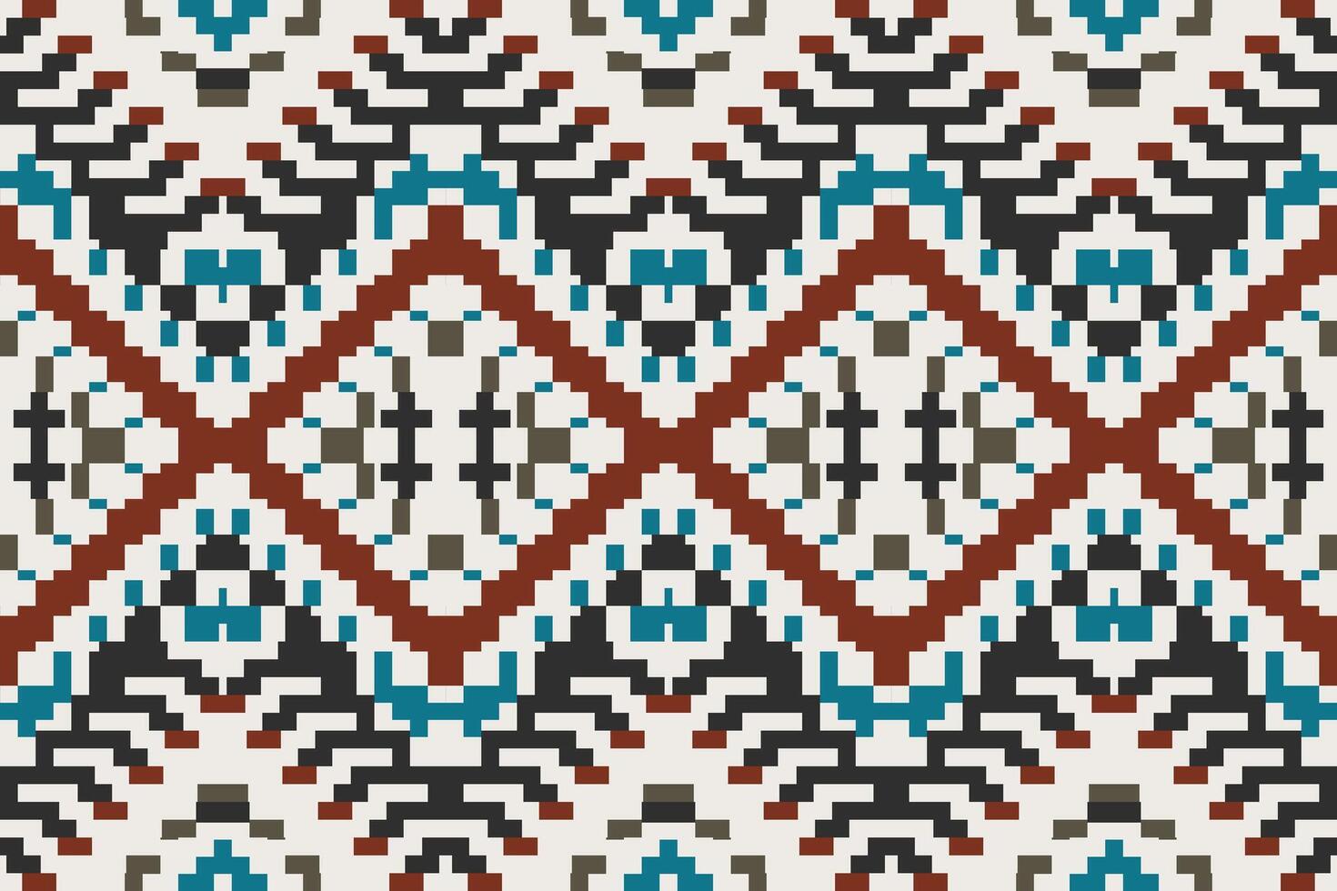 Motifs Ikat Pattern Sareefolk Embroidery, Aztec Geometric Ornament Print. Design for Carpet, Wallpaper, Clothing, Wrapping, Fabric vector