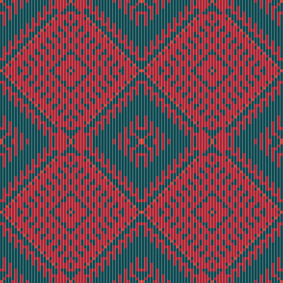 Pixelated Arabic Pattern Designfolk Embroidery, Aztec Geometric Ornament Print. Design for Carpet, Wallpaper, Clothing, Wrapping, Fabric vector