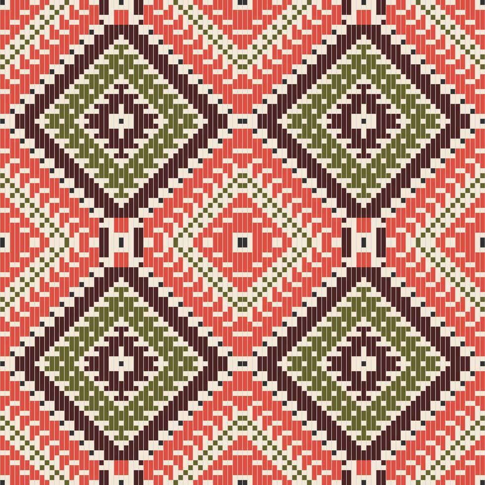 Motif Embroidery Geometric Pattern Drawingfolk Embroidery, Aztec Geometric Ornament Print. Design for Carpet, Wallpaper, Clothing, Wrapping, Fabric vector