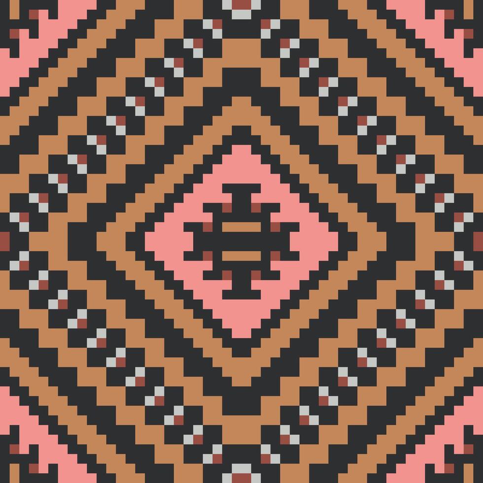 Crochet Ethnic Tribal Patternfolk Embroidery, Aztec Geometric Ornament Print. Design for Carpet, Wallpaper, Clothing, Wrapping, Fabric vector