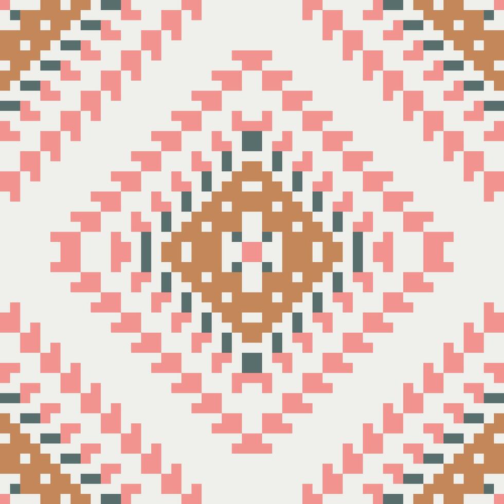Traditional Ikat Pattern Designfolk Embroidery, Aztec Geometric Ornament Print. Design for Carpet, Wallpaper, Clothing, Wrapping, Fabric vector