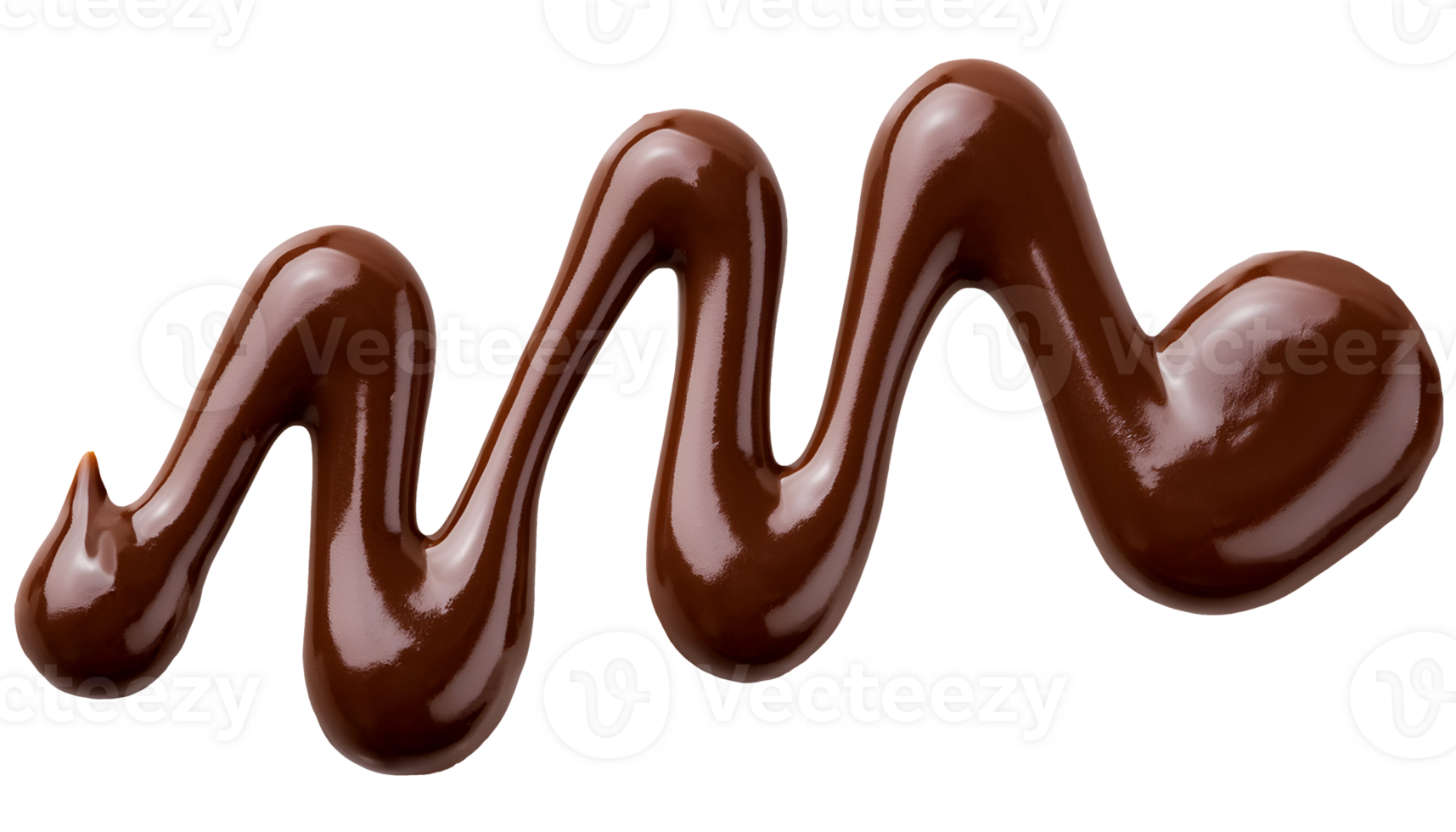 zigzag pattern of chocolate sauce, smooth and glossy cocoa syrup splash, artistic liquid design, dessert decoration, on isolated background png