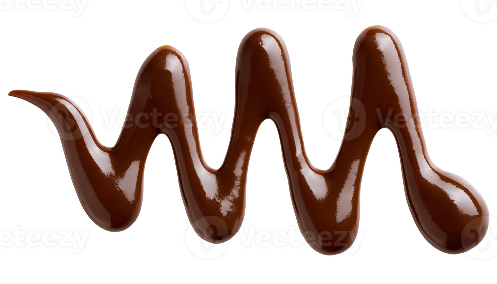 bold zigzag pattern of chocolate sauce, glossy and smooth cocoa syrup splash, artistic liquid design, dessert decoration, on isolated background png