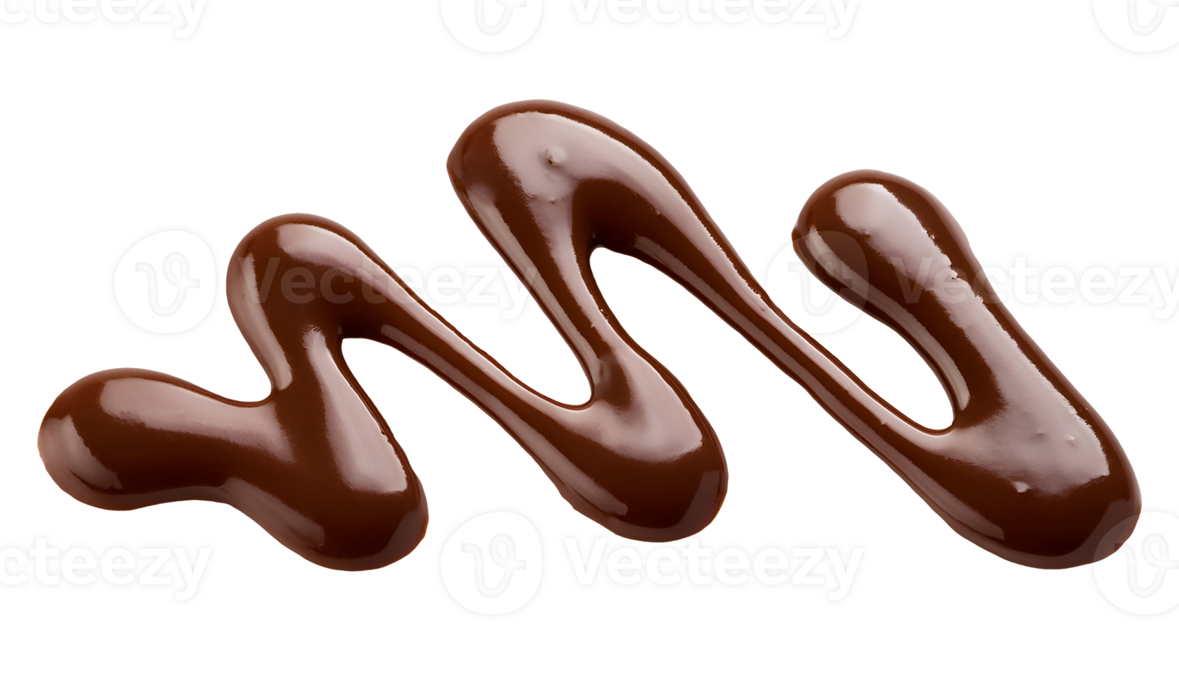smooth flowing zigzag pattern of chocolate sauce, glossy and rich cocoa syrup splash, artistic liquid design, dessert decoration, on isolated background png