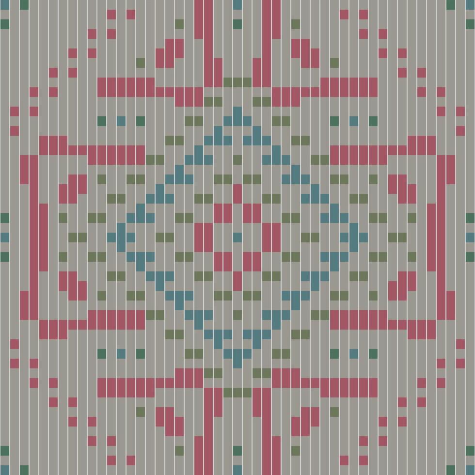 Cross Stitch Pattern Ikat Quilt Patternfolk Embroidery, Aztec Geometric Ornament Print. Design for Carpet, Wallpaper, Clothing, Wrapping, Fabric vector