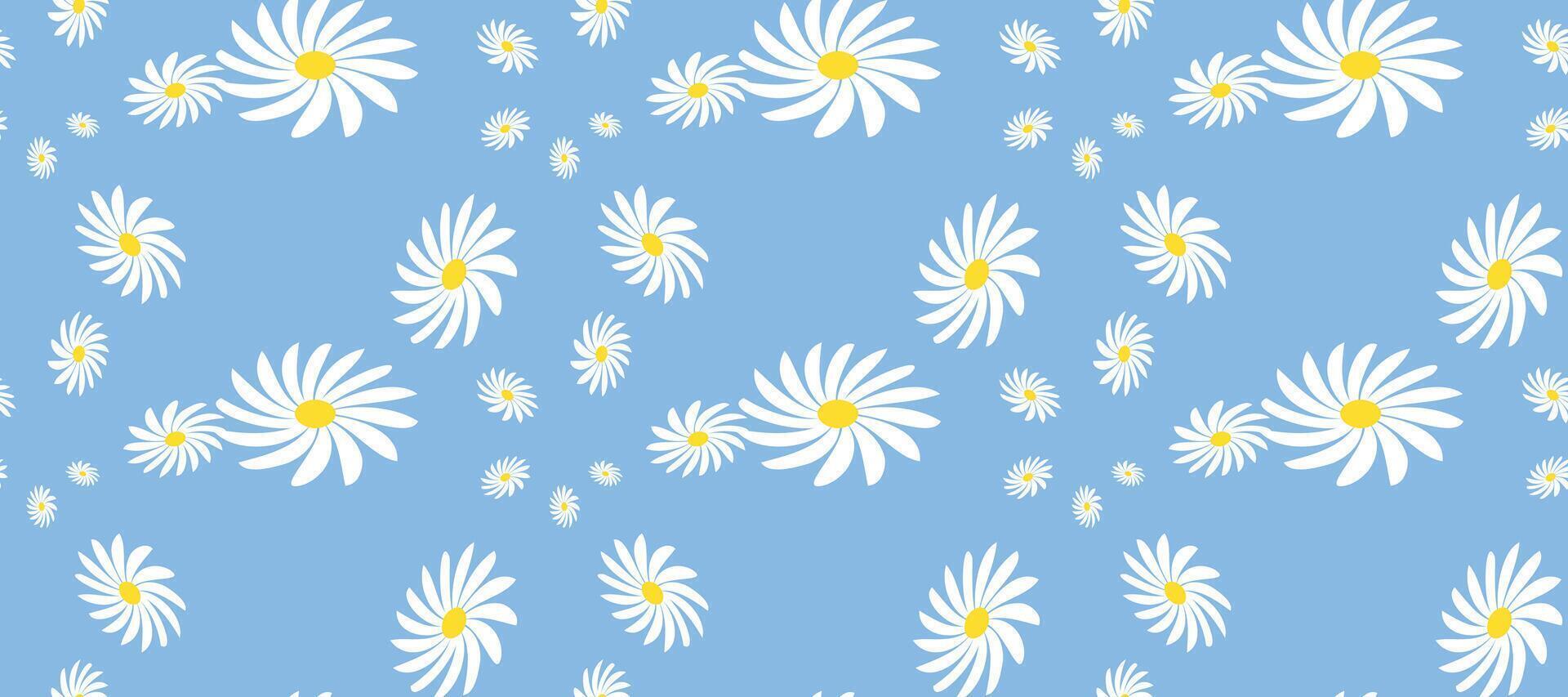 Blossom Daisy Pattern Printable. Retro Seamless Pattern Background Granny Style. Patchwork Flowers. vector
