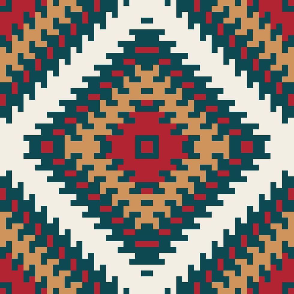 Native Geometric Ethnic Patternfolk Embroidery, Aztec Geometric Ornament Print. Design for Carpet, Wallpaper, Clothing, Wrapping, Fabric vector