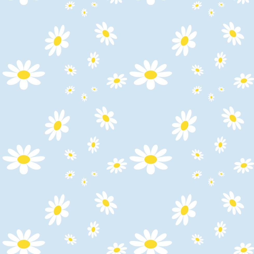 Daisy Flower Pattern. Bloom Seamless Pattern Background Granny Style. Patchwork Flowers. vector
