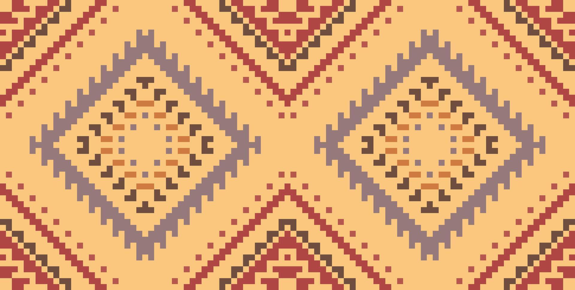 Motif Embroidery Islamic Geometric Pattern Backgroundfolk Embroidery, Aztec Geometric Ornament Print. Design for Carpet, Wallpaper, Clothing, Wrapping, Fabric vector