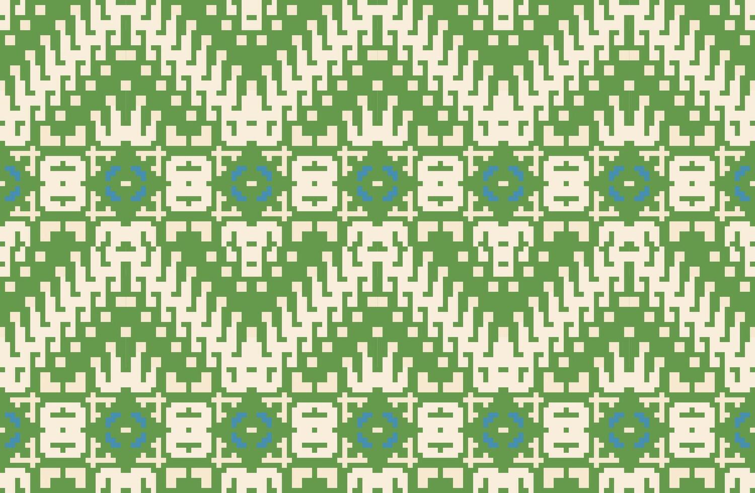 Pixel Ethnic Ikat Pattern Curtainsfolk Embroidery, Aztec Geometric Ornament Print. Design for Carpet, Wallpaper, Clothing, Wrapping, Fabric vector