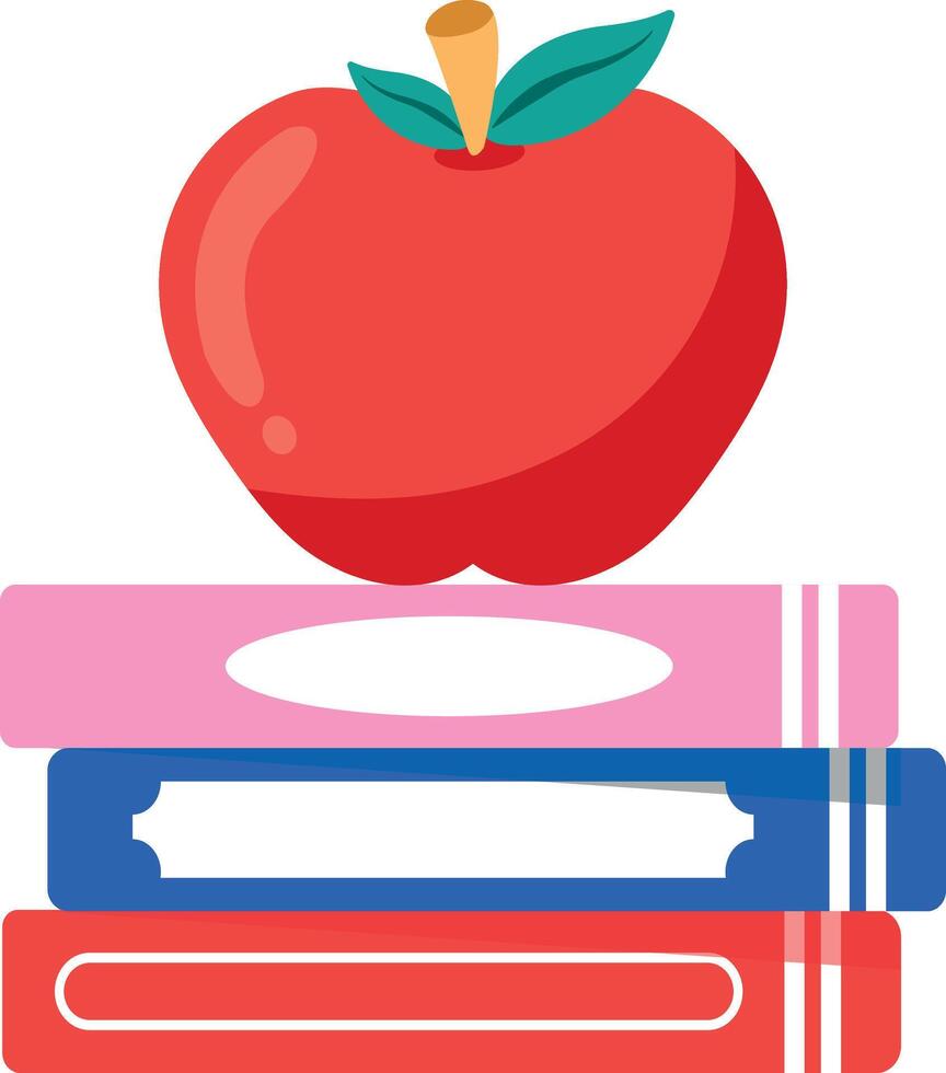 Illustration of an apple that is above the school book vector