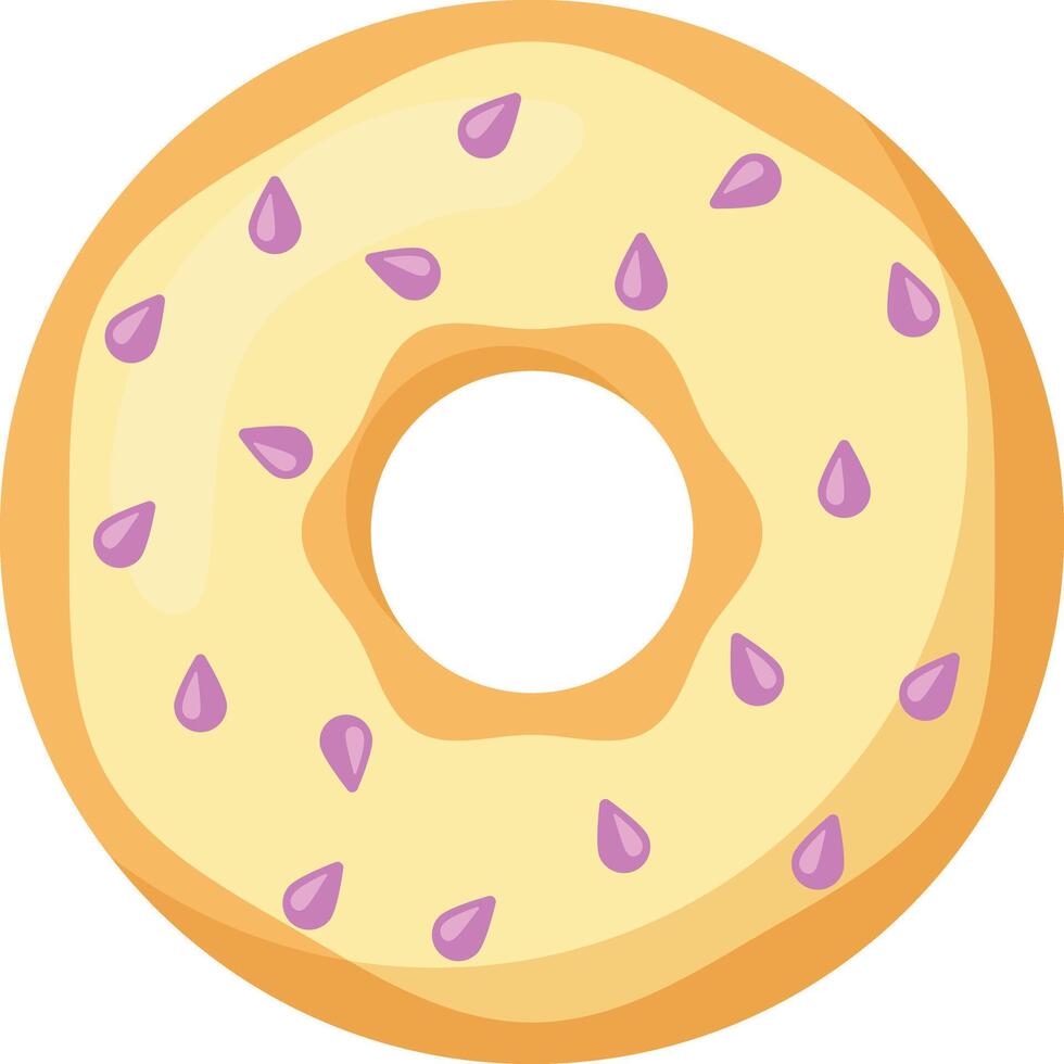 Illustration of a donut with white chocolate on it and sprinkled with strawberry sweets vector