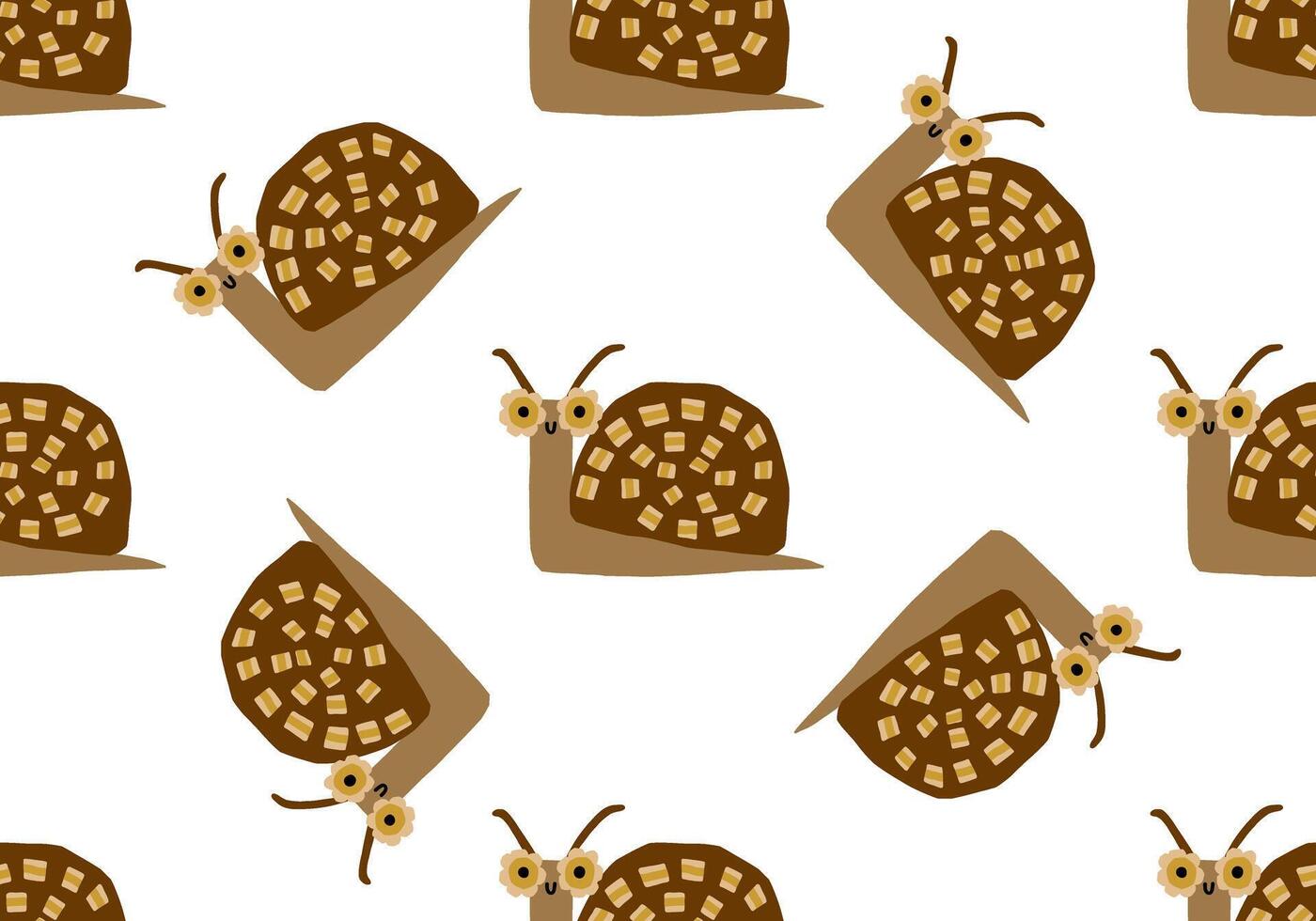 Cut Out Snail seamless pattern. Naive snail illustration vector