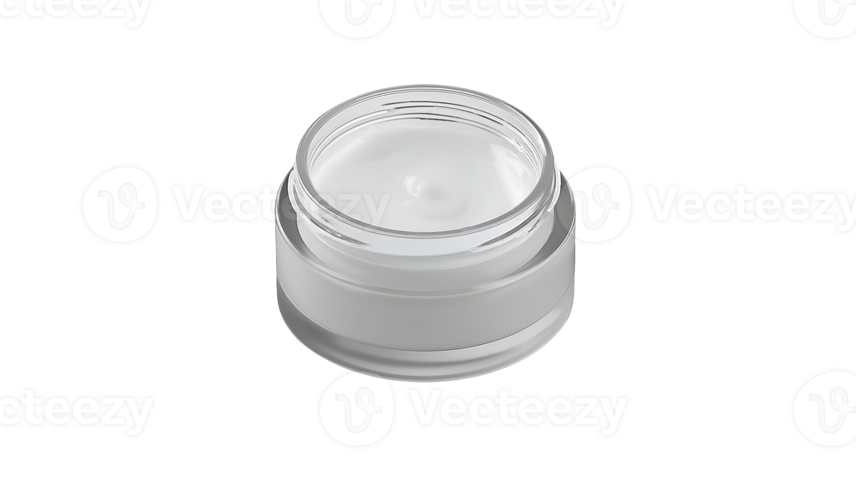 transparent glass jar with white cream, luxury skincare packaging, cosmetic moisturizer container, minimal design, on isolated background png