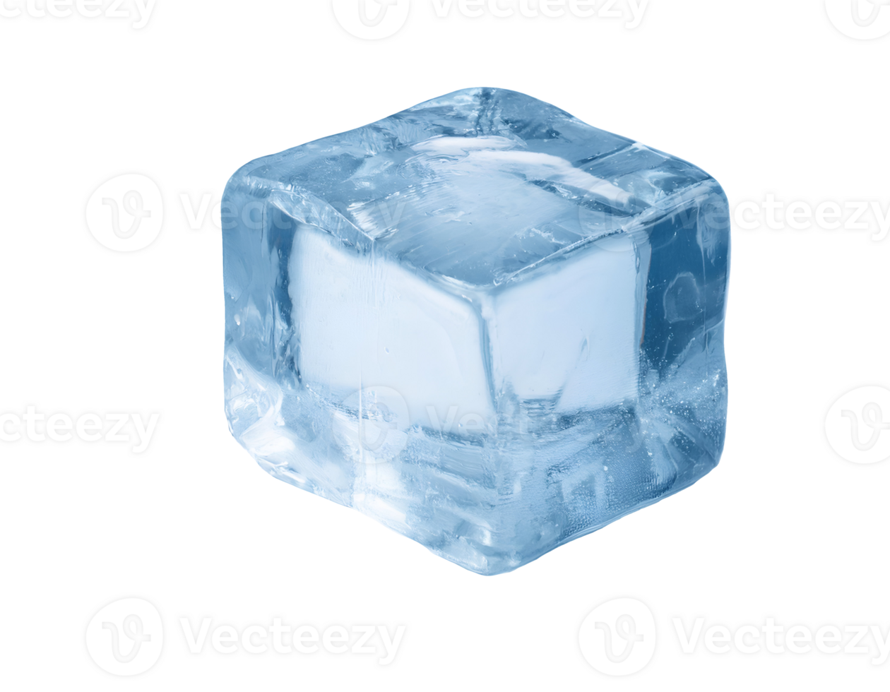 isometric 3d clear square ice block with realistic frosty texture, frozen water cube for beverage cooling and refreshment, on isolated background png