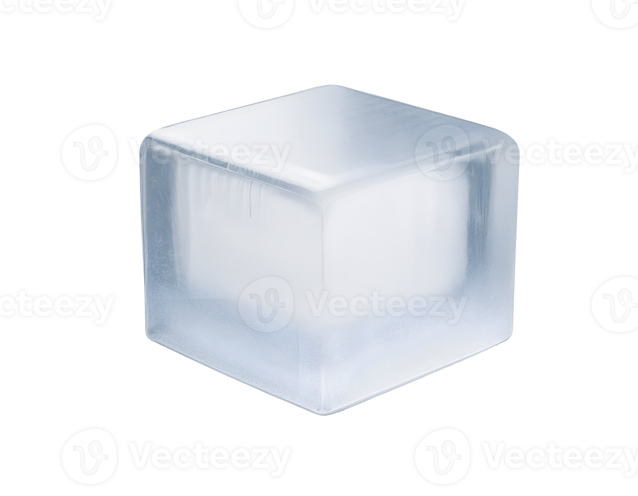 isometric 3d square ice block with frosty transparent texture, frozen water cube, clear cold element for beverage and cooling, on isolated background png