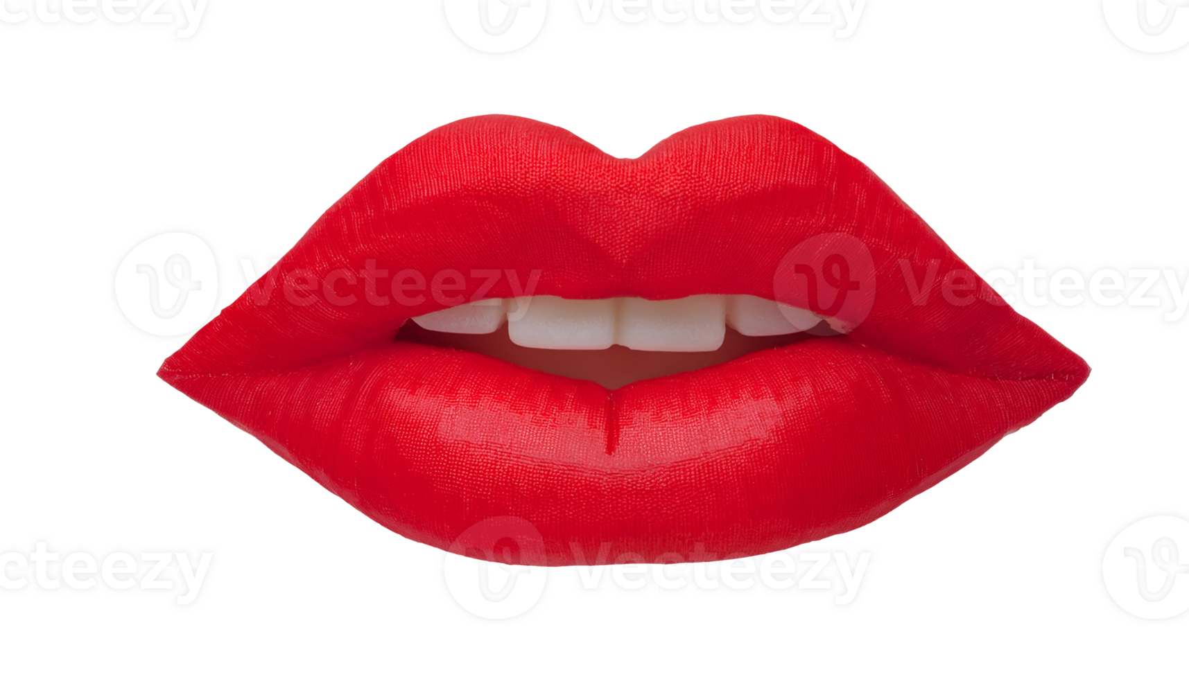 a clean fresh red lips prop with open mouth and visible teeth, ideal for party decoration, photobooth accessory, and romantic theme events, bold glossy design, on isolated background png