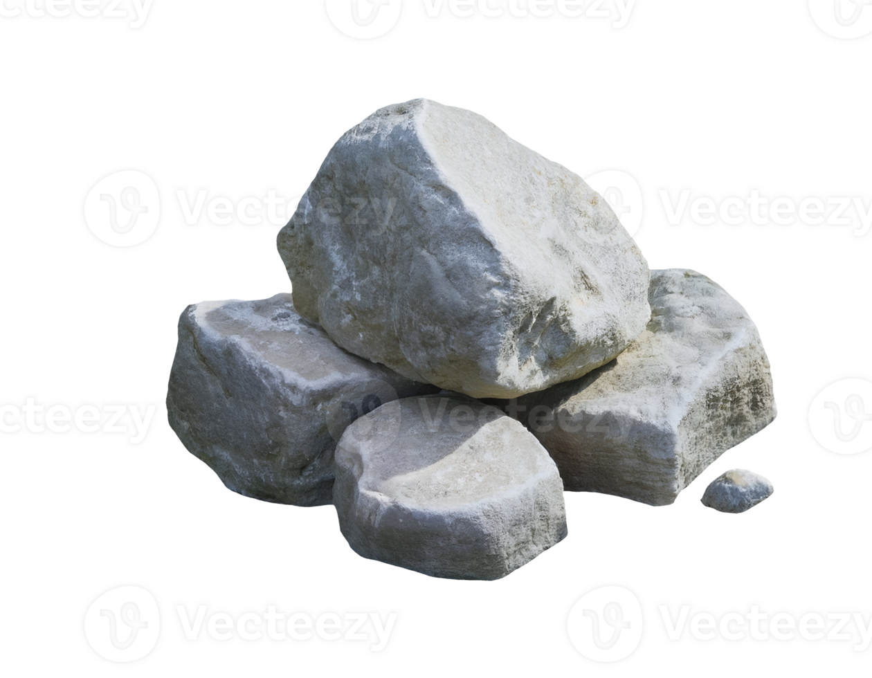natural pile of rough rocks with textured surface, rugged stone formation for landscaping, construction, and nature scenes, realistic geology elements, on isolated background png
