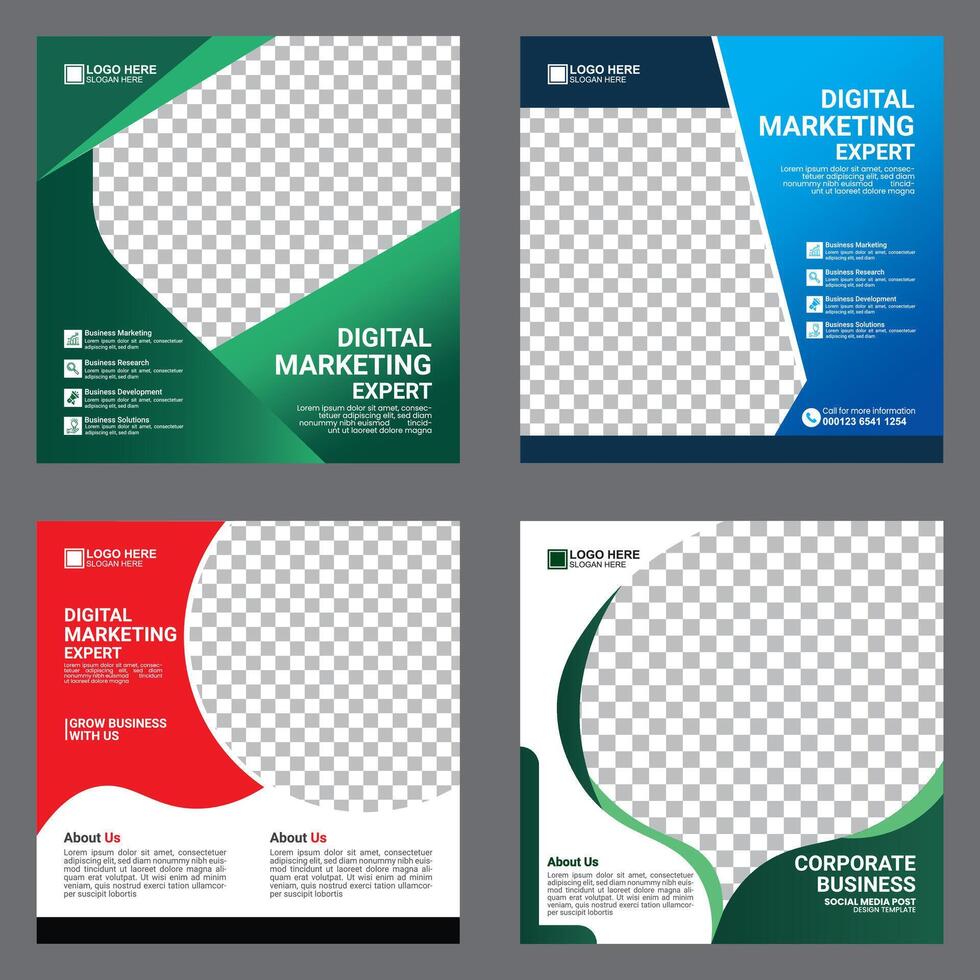 corporate digital marketing social media template vector