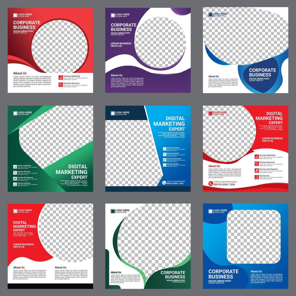 social media ad design template bundle vector