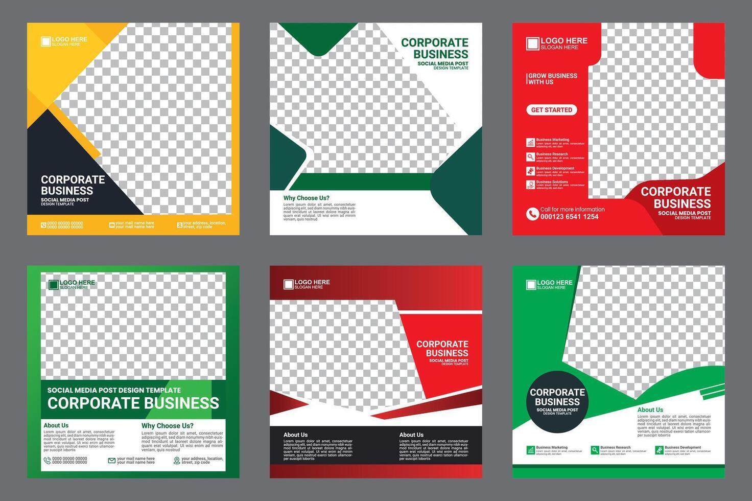 square digital marketing post templates vector