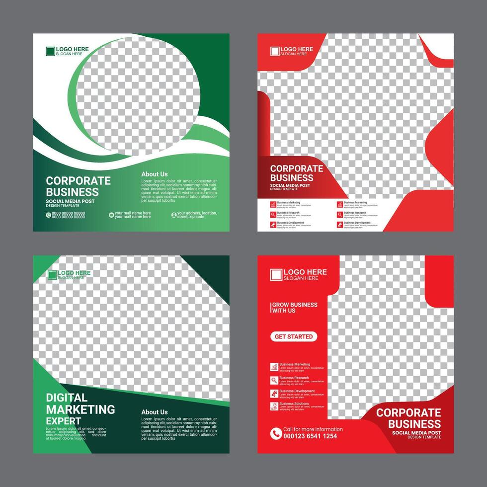 social media content post template bundle vector