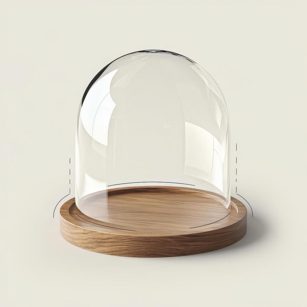 Empty glass dome on a white background clipping path included 3d rendering photo