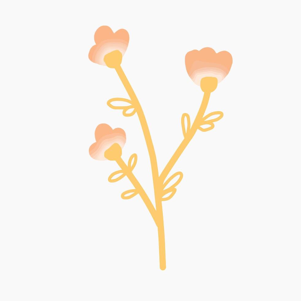 orange flower with brown tree design vector