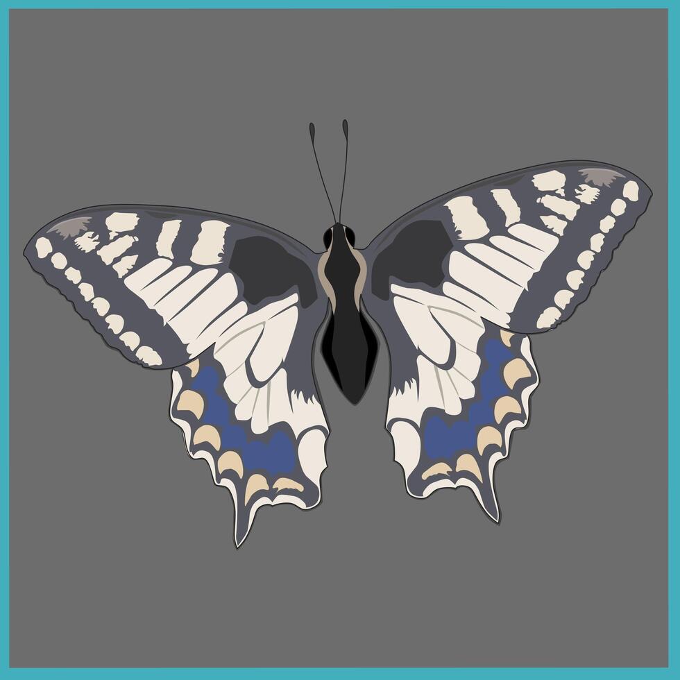 Minimalist butterfly icon cartoon isolated on gray background. vector