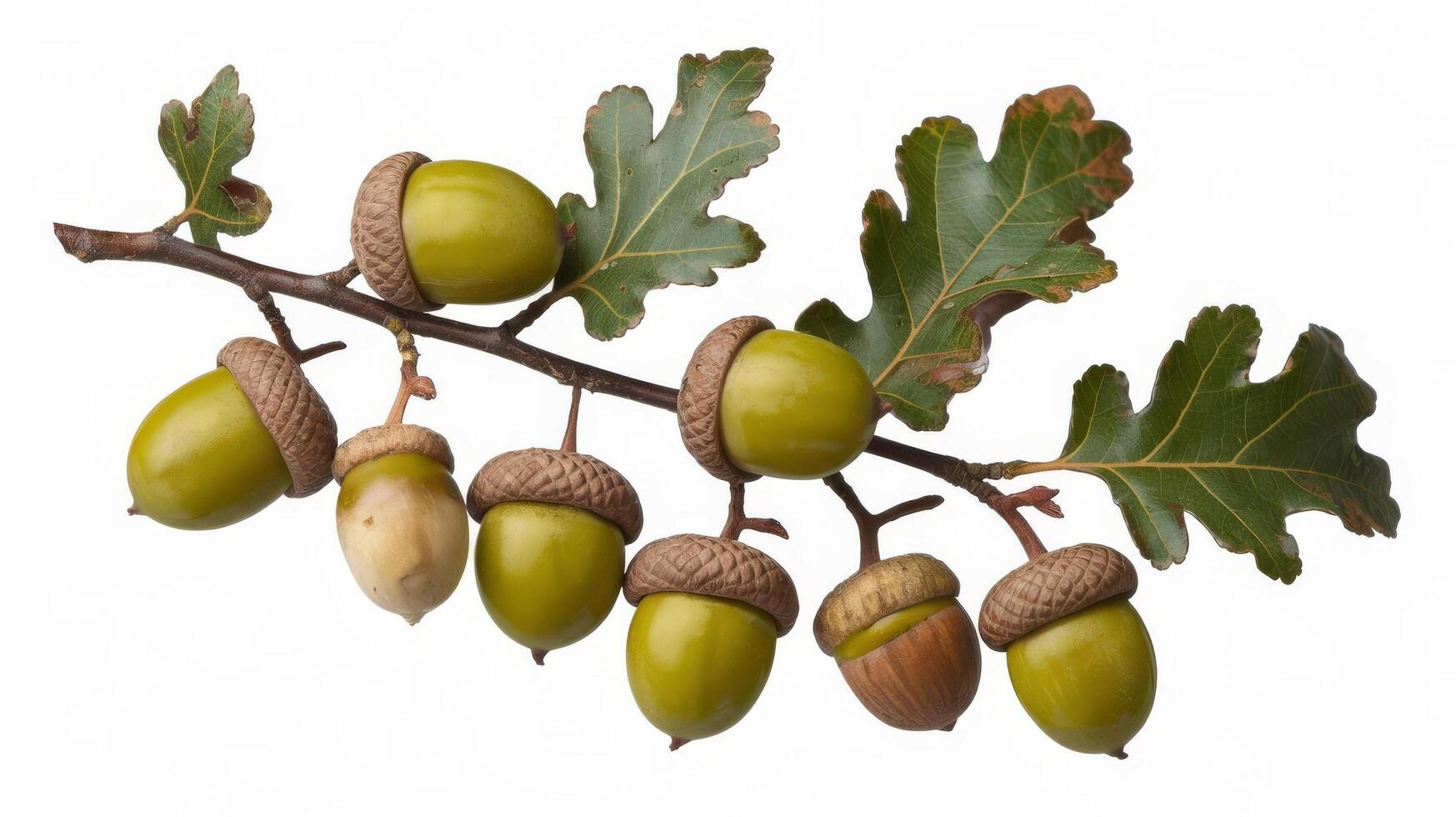 A branch with acorns and leaves photo