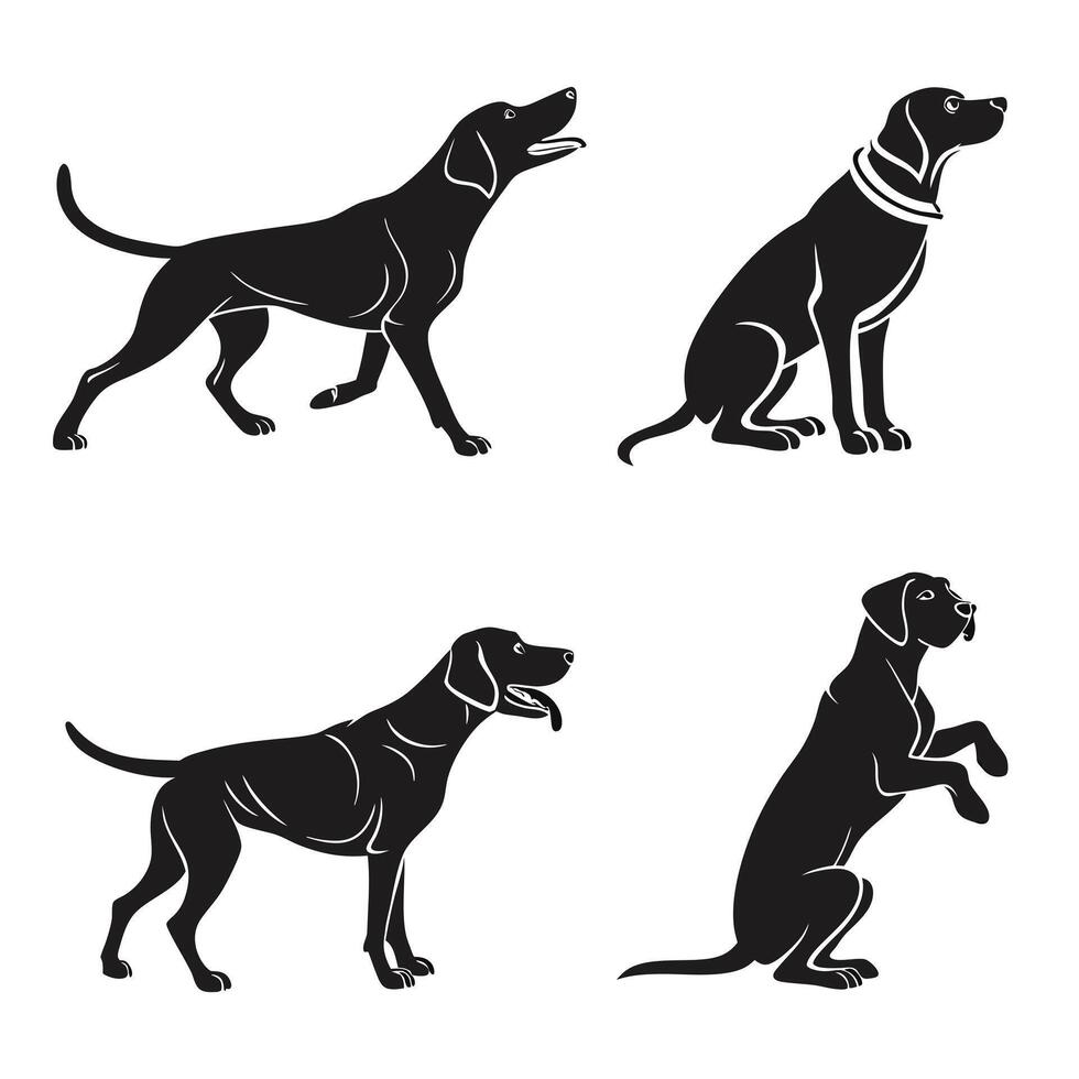 Dog Silhouettes in Various Poses vector