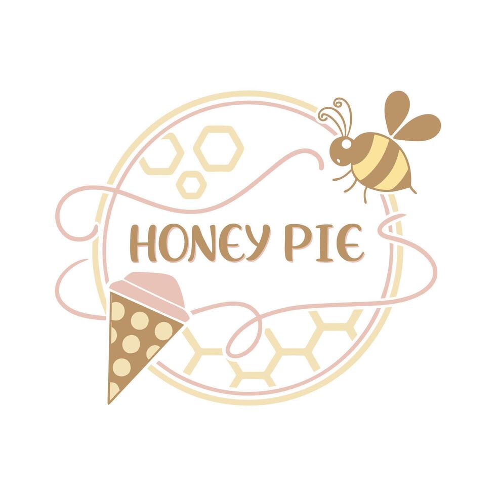 Honey Pie Logo Cute Bee and Honey vector