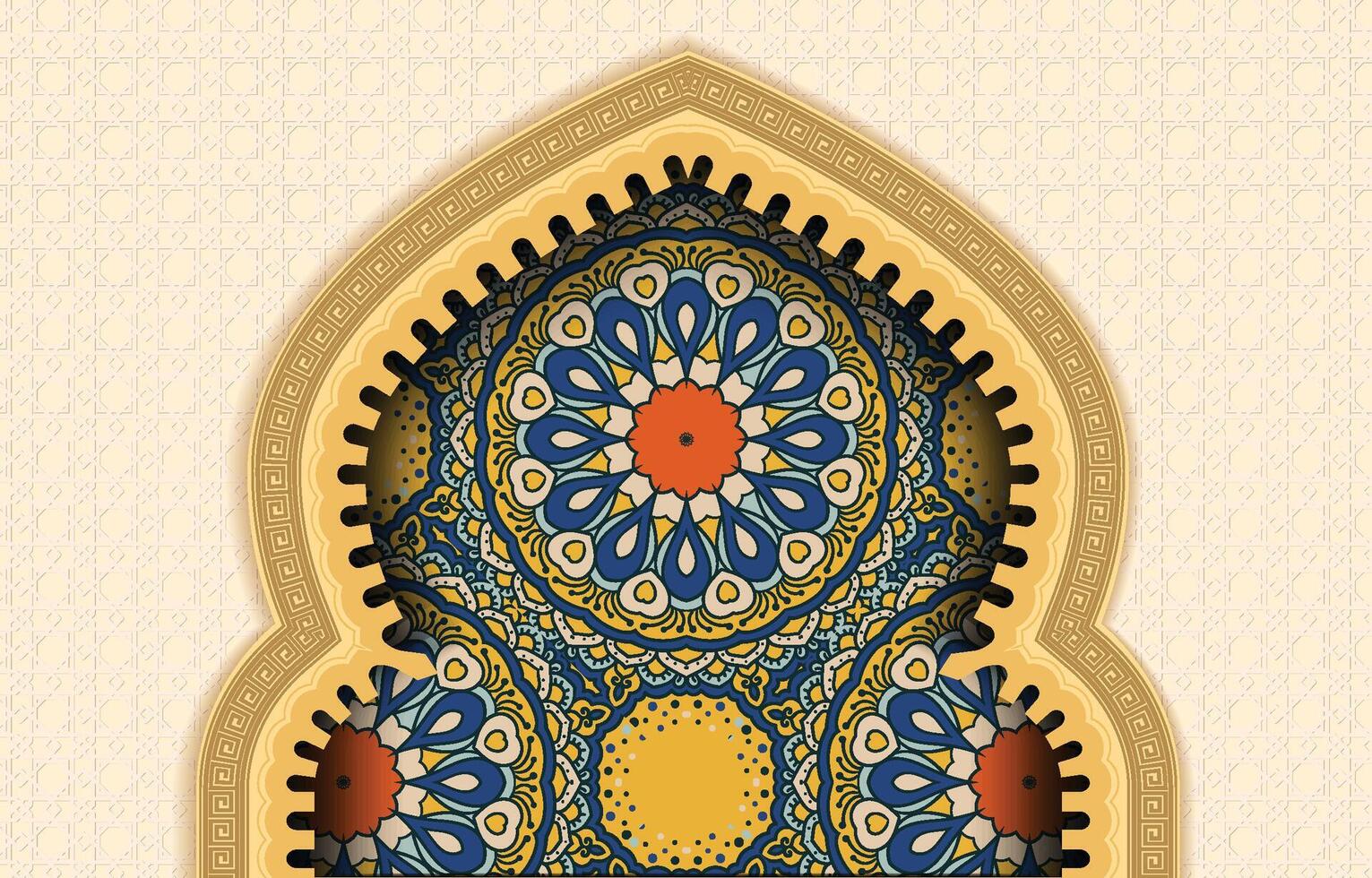 Ramadan Kareem greeting card with arabic pattern and mandala vector