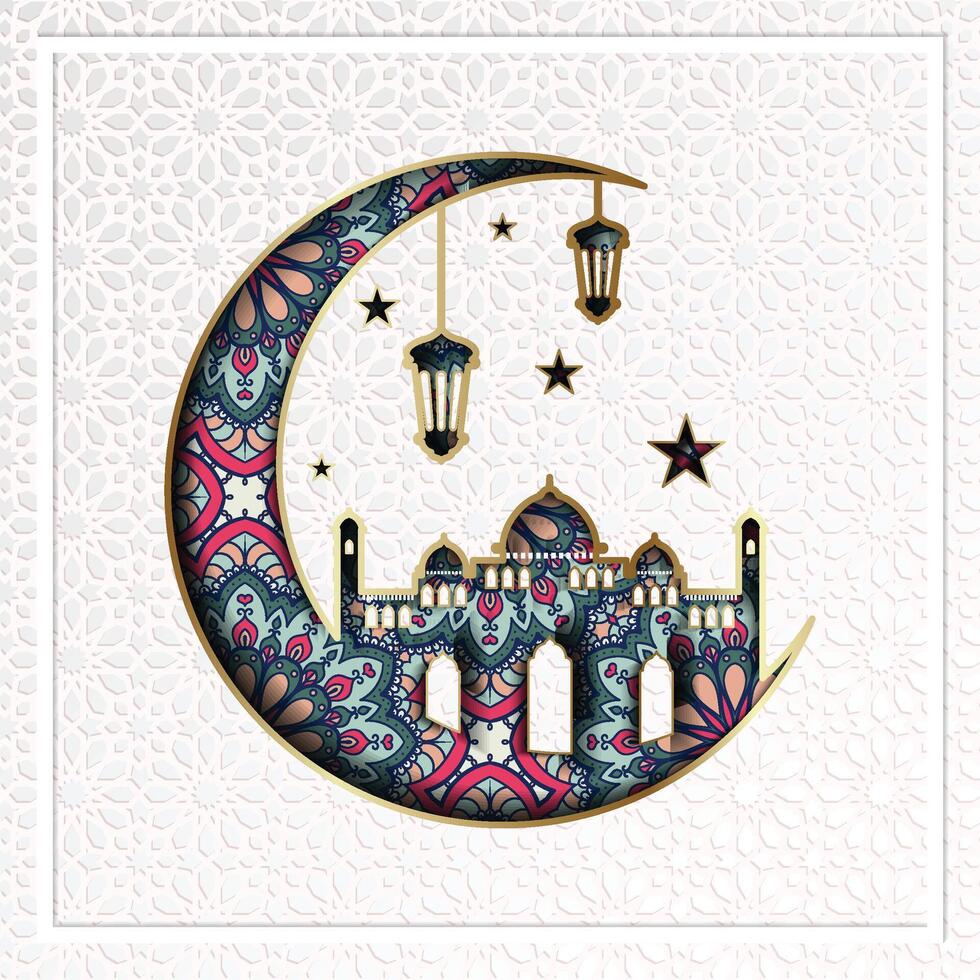 Islamic Background with Paper Cut Style and Arabesque Pattern vector
