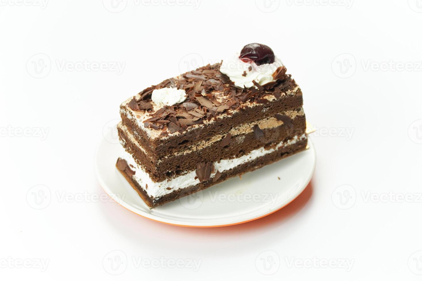 A piece of chocolate cake on a plate photo
