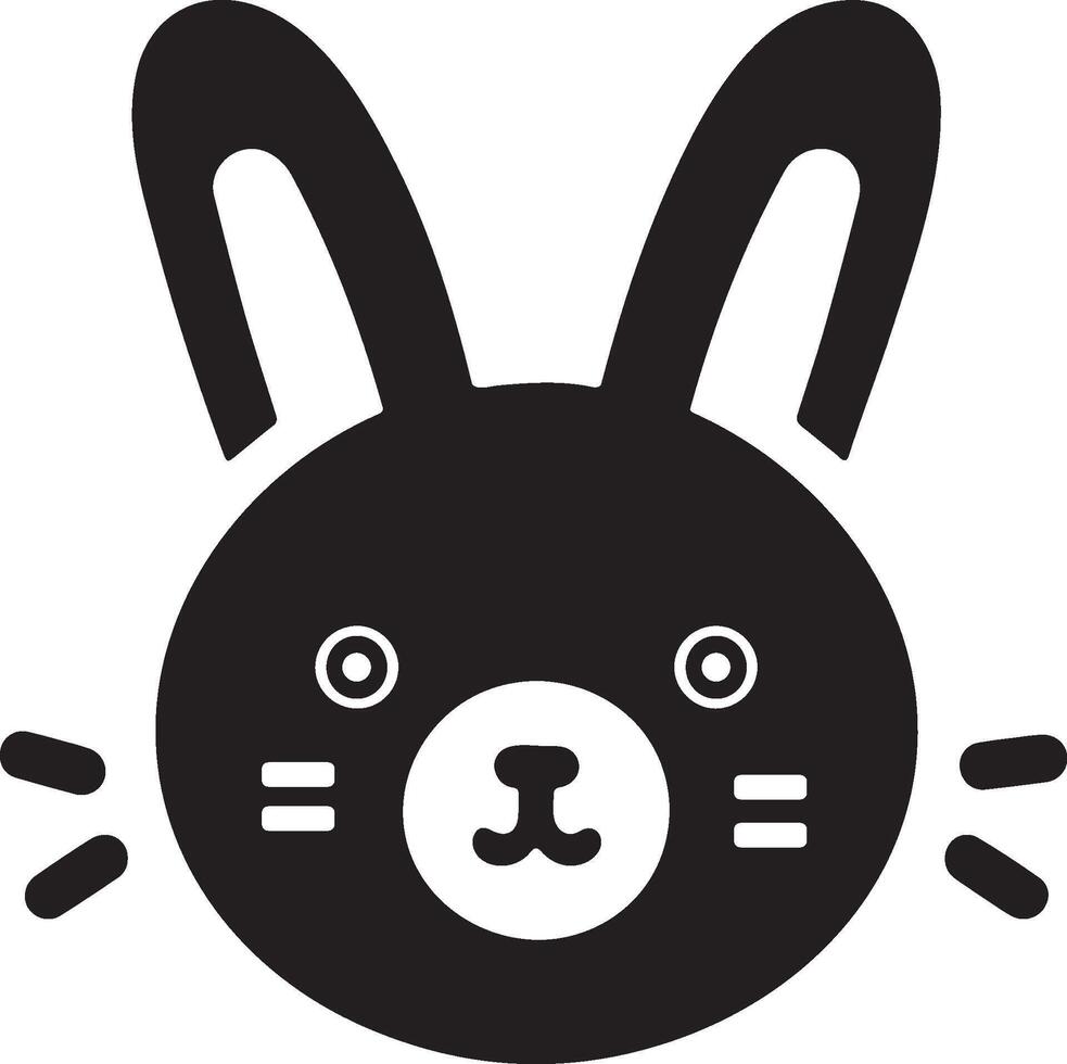 A cute bunny head silhouette illustration vector