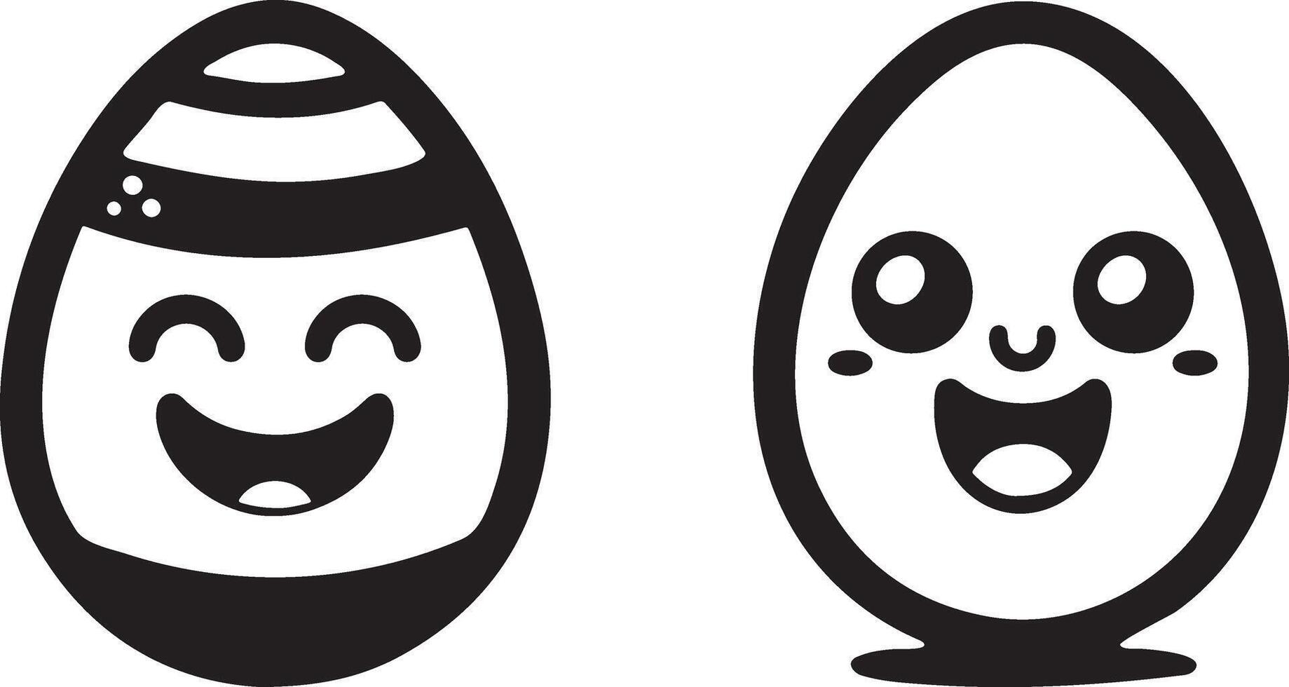 2 funny Easter black silhouette icon. vector