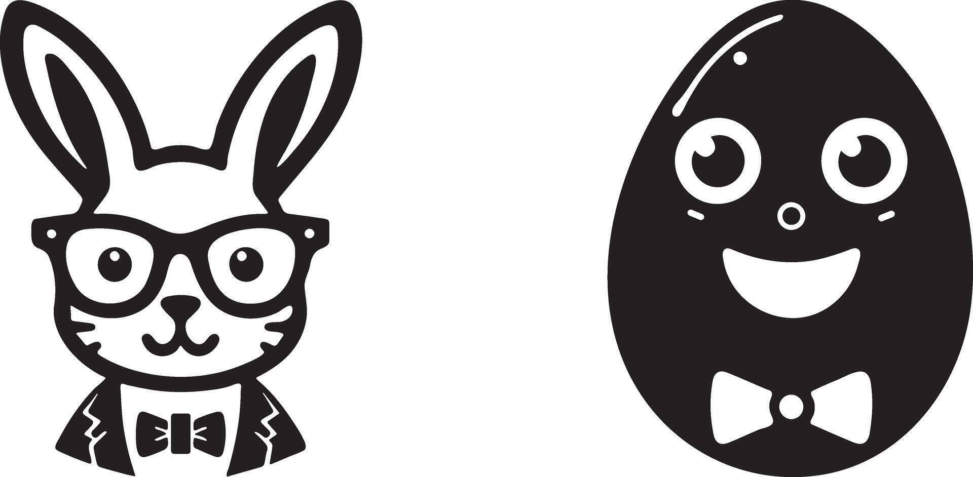 Easter bunny wearing glasses with a bowtie and a playful Easter Egg vector