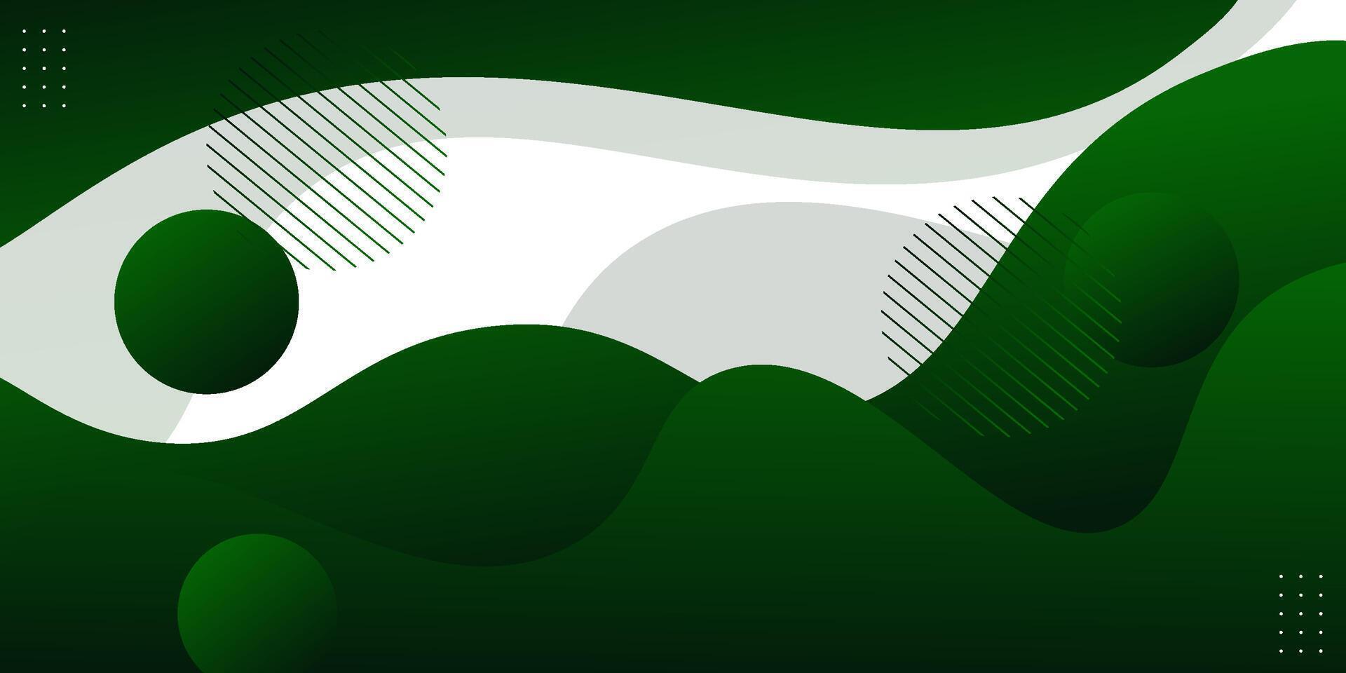 Simple wave green geometric business banner design. Creative banner design with curved and circle shapes on white background for template. Simple horizontal banner. eps10 vector