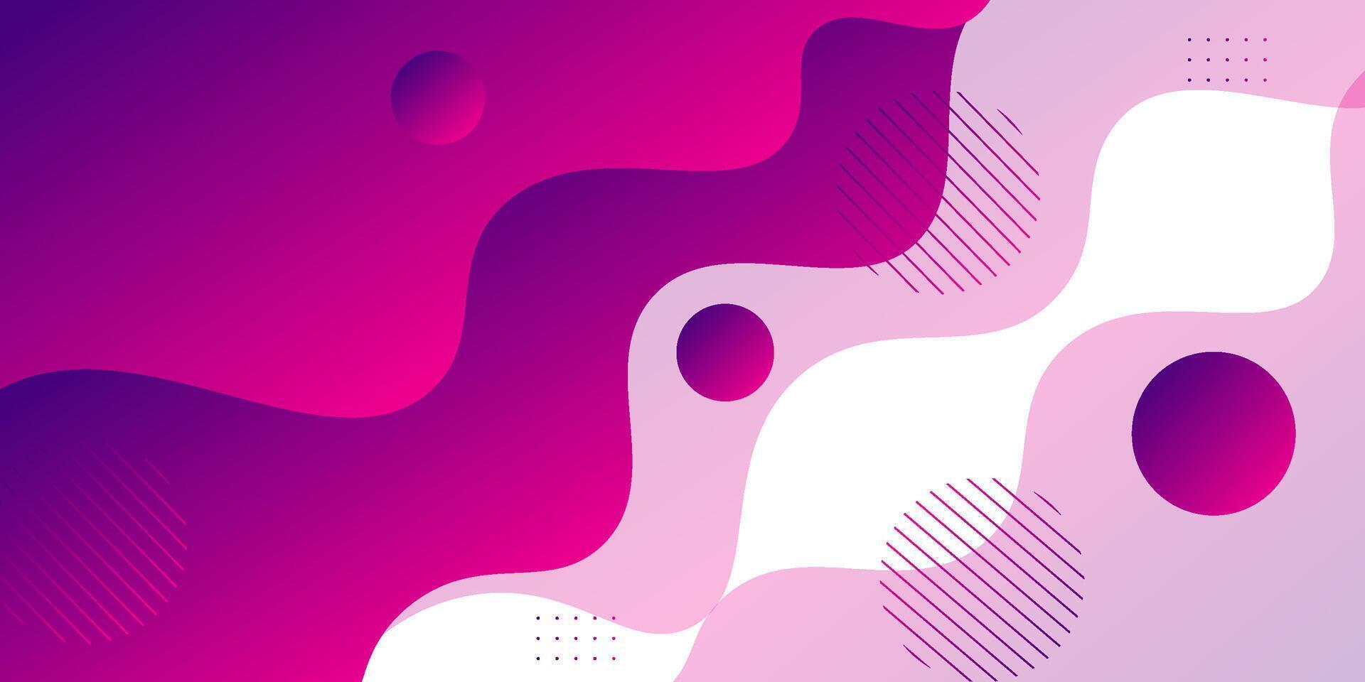 Purple geometric business banner design on white background. Creative banner design with wave and circle shape as template. Simple horizontal banner. Eps10 vector