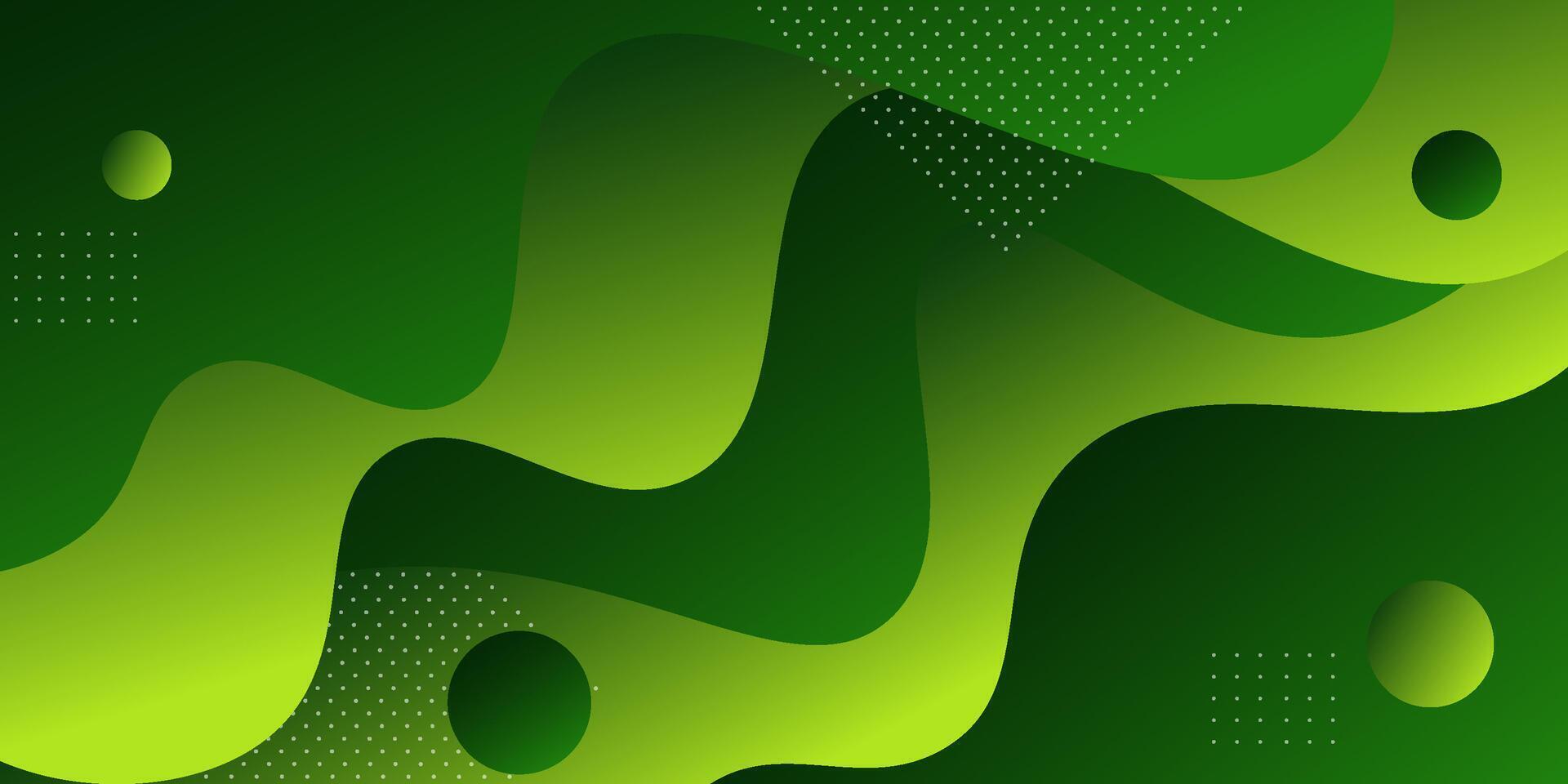 Green abstract background with dynamic color waves in the background. Geometric wave paper cut shape pattern. Eps10 vector