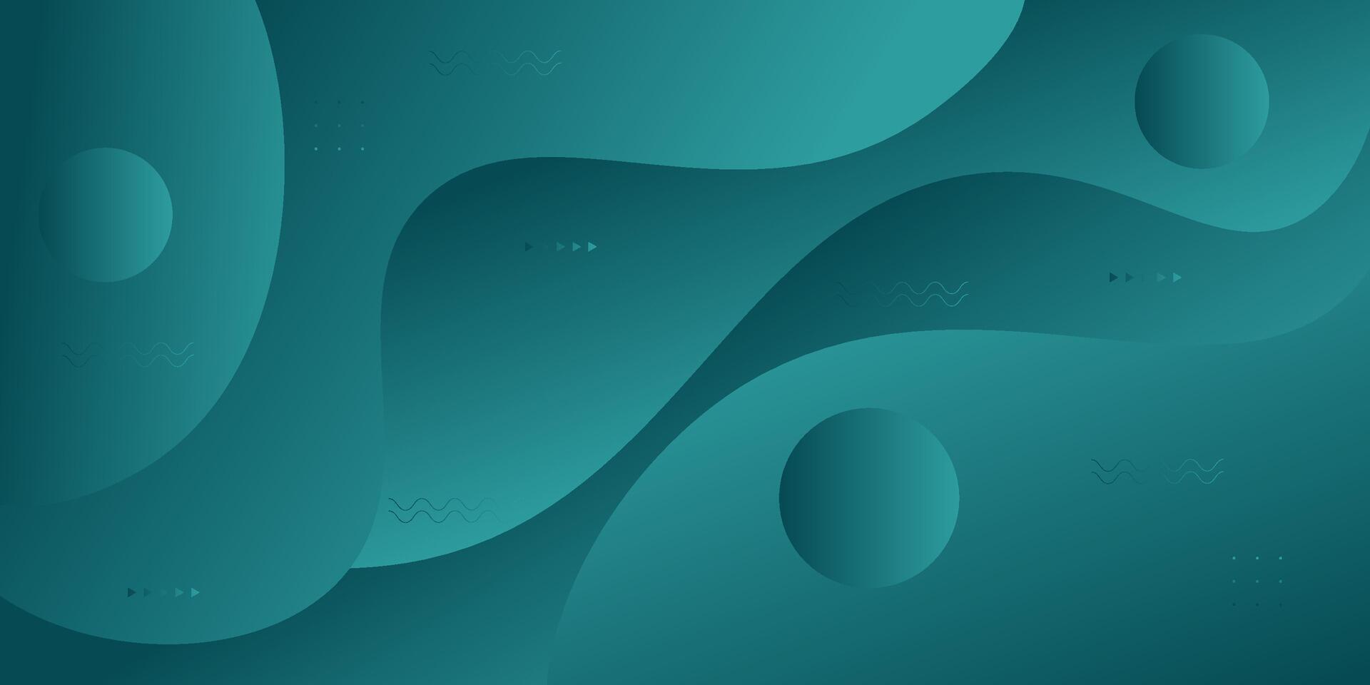 Dark green wave background with simple shapes and circle pattern. Simple green wave design. Modern geometric shape concept. eps10 vector