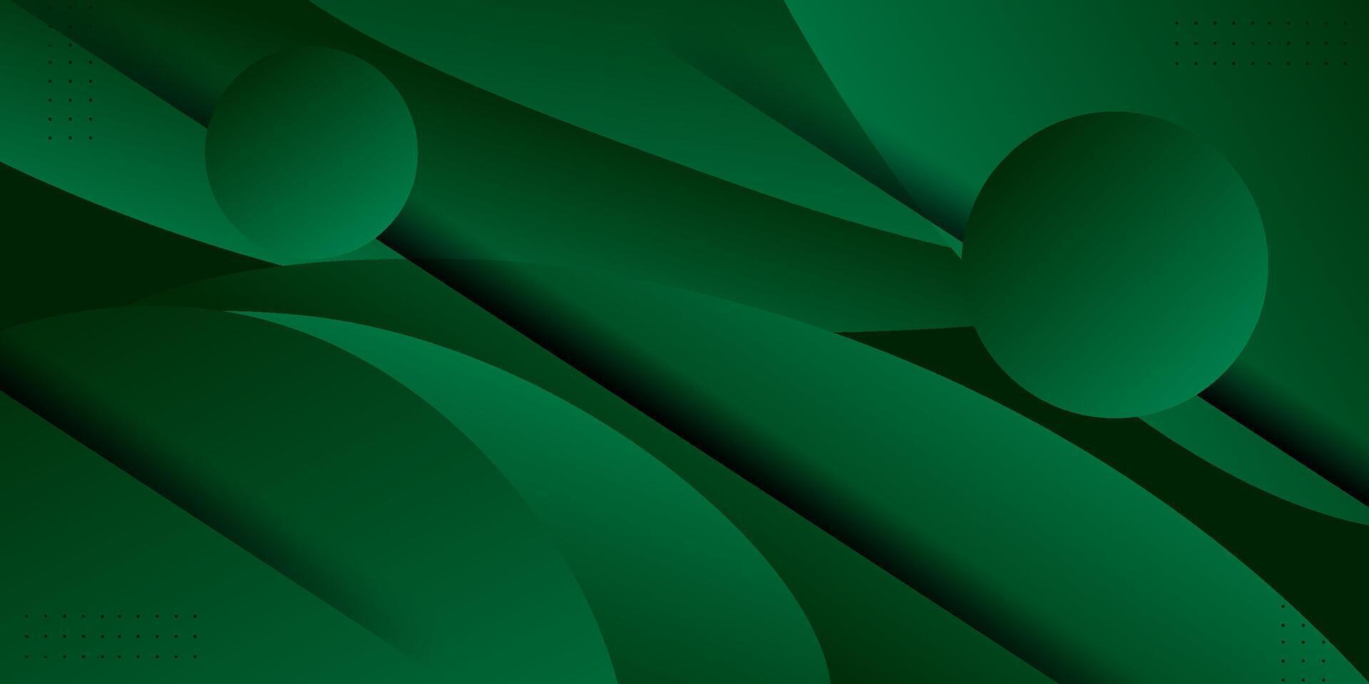 Abstract colored green geometric wave background. Fluid color design with shadow. Liquid shape composition. vector