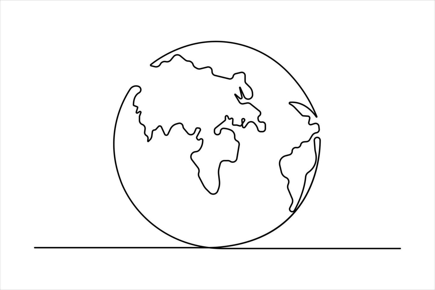 Continuous one line art drawing world map of the Earth outline concept vector